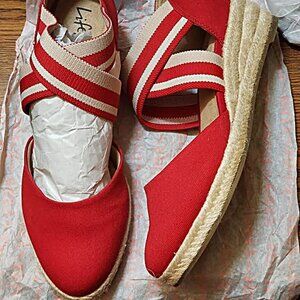 The Perfect Wedge Heels, Brand New, Never Worn, Red/Creme Trim 8.5